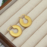 18K Gold Platted Striped Hoops